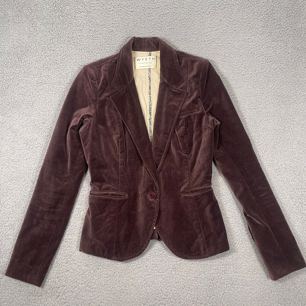 Wyeth by Todd Macgill Blazer Womens M Brown‎ Velvet Western Single Button USA
